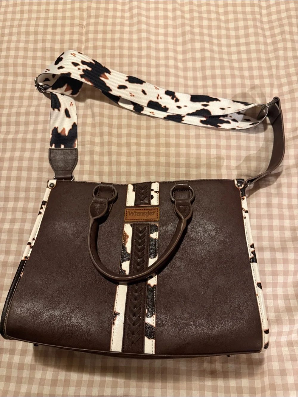 Wrangler cow print tote bag